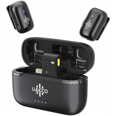 Mini Bezprzewodowy Mikrofon Krawatowy 100m Do Apple Iphone Lightning / Minipods K2 / Lightning / Czarny Mini Bezprzewodowy Mikrofon Krawatowy 100m Do Apple Iphone Lightning / Minipods K2 / Lightning / Czarny