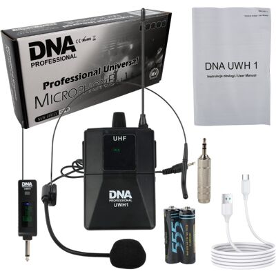 DNA Nagłowny Mikrofon Bezprzewodowy Bodypack + Odbiornik Uhf 560-590 Mhz DNA Nagłowny Mikrofon Bezprzewodowy Bodypack + Odbiornik Uhf 560-590 Mhz