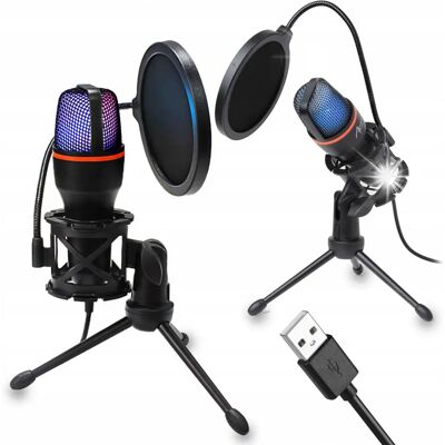 Inny producent Mikrofon Do Komputera Pc Pojemnościowy Usb Led Rgb Inny producent Mikrofon Do Komputera Pc Pojemnościowy Usb Led Rgb