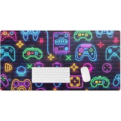 Tulup Winylowa mata pod mysz i klawiaturę – Ochronna z modnym nadrukiem - Neonowe kontrolery gry 100x50 cm Tulup Winylowa mata pod mysz i klawiaturę – Ochronna z modnym nadrukiem - Neonowe kontrolery gry 100x50 cm