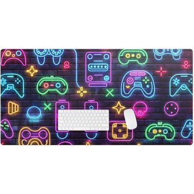 Tulup Winylowa mata pod mysz i klawiaturę – Ochronna z modnym nadrukiem - Neonowe kontrolery gry 120x60 cm Tulup Winylowa mata pod mysz i klawiaturę – Ochronna z modnym nadrukiem - Neonowe kontrolery gry 120x60 cm