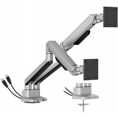 Sprężynowy Uchwyt na 2 Monitory USB 24kg 17-40' VESA Spacetronik biurkowy Sprężynowy Uchwyt na 2 Monitory USB 24kg 17-40' VESA Spacetronik biurkowy