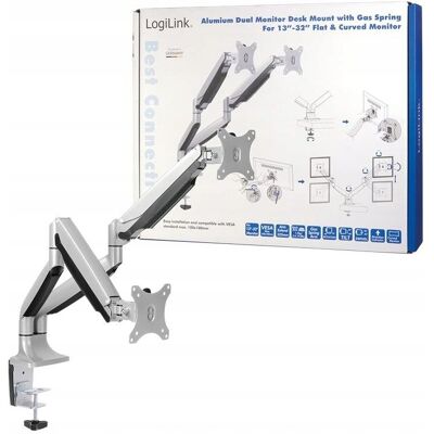 LogiLink Uchwyt aluminiowy na 2 monitory 13-27, max.9kg LogiLink Uchwyt aluminiowy na 2 monitory 13-27, max.9kg