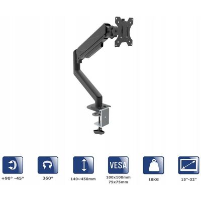 Uchwyt na monitor Akyga AK-MB-05 z gazowym amortyzatorem - Regulowany, kompatybilny z VESA Uchwyt na monitor Akyga AK-MB-05 z gazowym amortyzatorem - Regulowany, kompatybilny z VESA