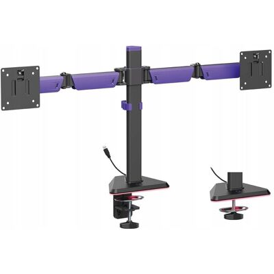 Uchwyt na 2 Monitory biurkowy 17-32 VESA 12kg podświetlenie RGB Spacetronik Uchwyt na 2 Monitory biurkowy 17-32 VESA 12kg podświetlenie RGB Spacetronik