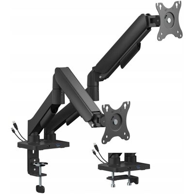 Uchwyt na dwa monitory z USB 18kg 17-32 VESA Spacetronik biurkowy podwójny Uchwyt na dwa monitory z USB 18kg 17-32 VESA Spacetronik biurkowy podwójny