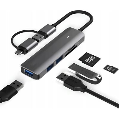Inny producent Hub Rozgałęźnik Czytnik Kart Sd Usb 3.0 Usb C 7w1 Inny producent Hub Rozgałęźnik Czytnik Kart Sd Usb 3.0 Usb C 7w1