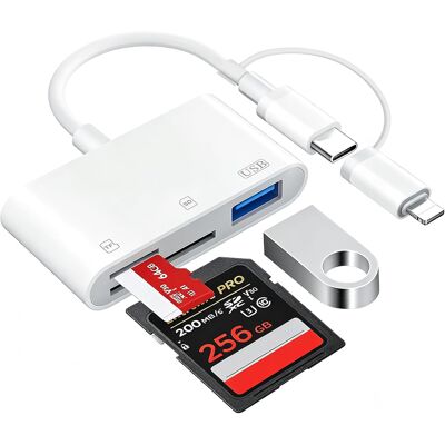 Inny producent Kart Sd Microsd Usb-C Lightning Adapter Złącze Szybki Transfer Inny producent Kart Sd Microsd Usb-C Lightning Adapter Złącze Szybki Transfer