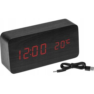 Budzik Zegar USB Termometr Elektroniczny Drewniany CZARNY Browin 170900 Budzik Zegar USB Termometr Elektroniczny Drewniany CZARNY Browin 170900