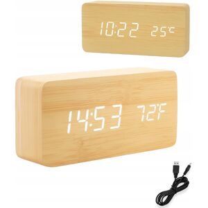 Amaza Designerski Zegar Budzik LED Drewno Natural Hygge USB Pokój Sypialnia Biuro Amaza Designerski Zegar Budzik LED Drewno Natural Hygge USB Pokój Sypialnia Biuro