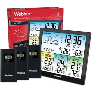 STACJA POGODOWA WEBBER WS302 3 CZUJNIKI ZEWNĘTRZNE DCF TERMOMETR HIGROMETR STACJA POGODOWA WEBBER WS302 3 CZUJNIKI ZEWNĘTRZNE DCF TERMOMETR HIGROMETR