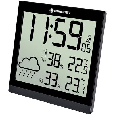Stacja meteorologiczna Bresser TemeoTrend JC LCD RC (zegar ścienny), czarna Stacja meteorologiczna Bresser TemeoTrend JC LCD RC (zegar ścienny), czarna