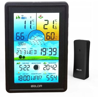 Baldr - Wireless - Kolorowy LCD - Barometr - Stacja meteorologiczna Baldr - Wireless - Kolorowy LCD - Barometr - Stacja meteorologiczna