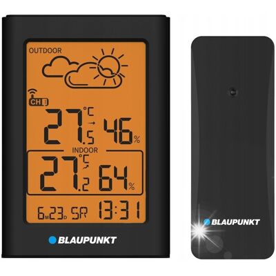 Stacja pogodowa BLAUPUNKT WS-15BK Higrometr Zegar Alarm WS15BK czarna Stacja pogodowa BLAUPUNKT WS-15BK Higrometr Zegar Alarm WS15BK czarna