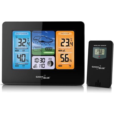 GREENBLUE STACJA POGODOWA POGODY BEZPRZEWODOWA Z Wi-Fi ZEGAR APLIKACJA SMARTFON IPX4 GREENBLUE STACJA POGODOWA POGODY BEZPRZEWODOWA Z Wi-Fi ZEGAR APLIKACJA SMARTFON IPX4