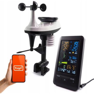 GOMEDIA Stacja pogodowa Tuya Wi-Fi Panel LCD plus Czujka Zewnętrzna GOMEDIA Stacja pogodowa Tuya Wi-Fi Panel LCD plus Czujka Zewnętrzna
