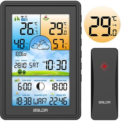 Bezdotykowa stacja pogodowa BALDR BD-906 - Temperatura i wilgotność wewnętrzna i zewnętrzna Bezdotykowa stacja pogodowa BALDR BD-906 - Temperatura i wilgotność wewnętrzna i zewnętrzna