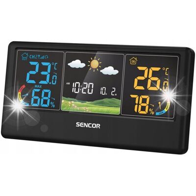 Stacja Pogody Sencor SWS 4100 B Budzik Drzemka Kolorowy Wyświetlacz Czarna Stacja Pogody Sencor SWS 4100 B Budzik Drzemka Kolorowy Wyświetlacz Czarna