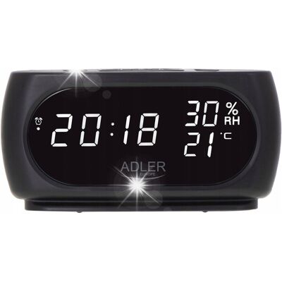 Adler Zegar Budzik z Pomiarem Temperatury i Wilgotności Adler Zegar Budzik z Pomiarem Temperatury i Wilgotności
