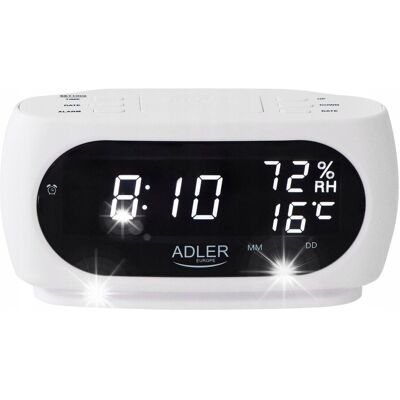 Zegar Budzik z Pomiarem Temperatury i Wilgotności Mały LED Alarm Data Adler Zegar Budzik z Pomiarem Temperatury i Wilgotności Mały LED Alarm Data Adler