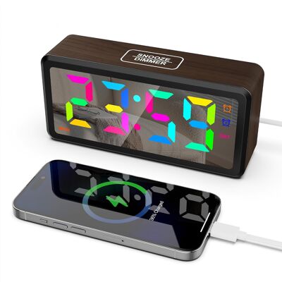 Inny producent Budzik Drewniany Led Stołowy Zegar Elektroniczny Wyświetlacz Kolorowy Rgb Inny producent Budzik Drewniany Led Stołowy Zegar Elektroniczny Wyświetlacz Kolorowy Rgb