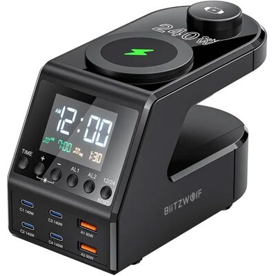Budzik Z Ładowarką Blitzwolf Bw-Fw10 240w 10w1 Usb-C Usb-A Alarm Budzik Z Ładowarką Blitzwolf Bw-Fw10 240w 10w1 Usb-C Usb-A Alarm