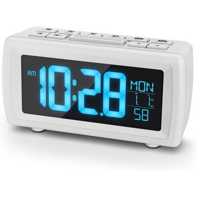 Zamiennik/inny Cyfrowy Budzik Radiowy Z 7-Kolorowym Wyświetlaczem, Biały, Usb Zamiennik/inny Cyfrowy Budzik Radiowy Z 7-Kolorowym Wyświetlaczem, Biały, Usb