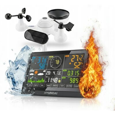 PROFESJONALNA STACJA POGODY POGODOWA METEO POMIAR WIATRU WiFi SOLAR HYUNDAI PROFESJONALNA STACJA POGODY POGODOWA METEO POMIAR WIATRU WiFi SOLAR HYUNDAI