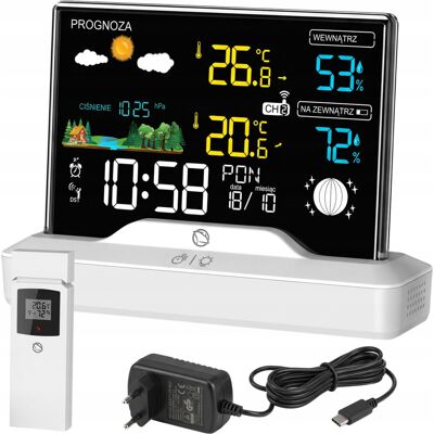 Inny producent Stacja Pogodowa Pogody Bezprzewodowa Meteo Higrometr Barometr Termometr Monitor Klimatu Do Domu Prognoza Temperatury Wilgotności Zegar Budzik Dcf Inny producent Stacja Pogodowa Pogody Bezprzewodowa Meteo Higrometr Barometr Termometr Monitor Klimatu Do Domu Prognoza Temperatury Wilgotności Zegar Budzik Dcf