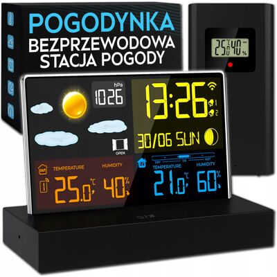 Inny producent Stacja Pogody Pogodynka Bezprzewodowa Meteo Podświetlenie Led Termometr Higrometr, Barometr, Zegar, Budzik, Fazy Księżyca, Pomiar Ciśnienia I Wiatru Inny producent Stacja Pogody Pogodynka Bezprzewodowa Meteo Podświetlenie Led Termometr Higrometr, Barometr, Zegar, Budzik, Fazy Księżyca, Pomiar Ciśnienia I Wiatru