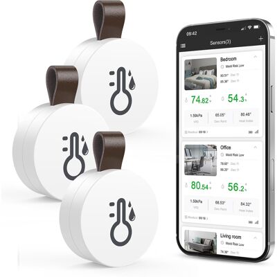Inny producent Termometr Higrometr Bluetooth 3 sztuki Czujnik Wilgotności do Domu ORIA Inny producent Termometr Higrometr Bluetooth 3 sztuki Czujnik Wilgotności do Domu ORIA