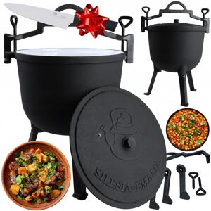 SILESIA Kociołek Żeliwny Emaliowany 4L Grill Kociołek Myśliwski +Nóż Szefa Kuchni SILESIA Kociołek Żeliwny Emaliowany 4L Grill Kociołek Myśliwski +Nóż Szefa Kuchni