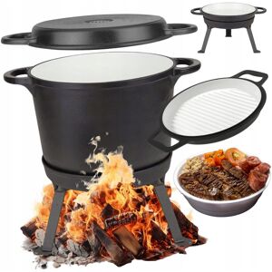 Rosner KOCIOŁEK ŻELIWNY myśliwski emaliowany stojący GARNEK na ognisko grill 12L Rosner KOCIOŁEK ŻELIWNY myśliwski emaliowany stojący GARNEK na ognisko grill 12L