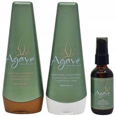 AGAVE zestaw wygładzający po keratynie nanoplastii 2x250ml + olejek 59ml AGAVE zestaw wygładzający po keratynie nanoplastii 2x250ml + olejek 59ml