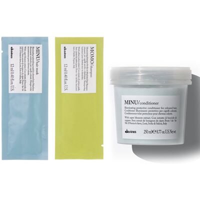 Davines Minu Conditioner 250ml + Davines Minu Mask 12ml (produkt) + Davines Momo Shampoo 12ml (produkt) Davines Minu Conditioner 250ml + Davines Minu Mask 12ml (produkt) + Davines Momo Shampoo 12ml (produkt)