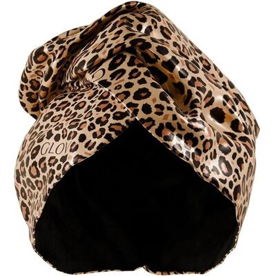 Dwustronny turban do włosów z mikrofibry i wegańskiej satyny szybkie suszenie anti-frizz Cheetah Dwustronny turban do włosów z mikrofibry i wegańskiej satyny szybkie suszenie anti-frizz Cheetah