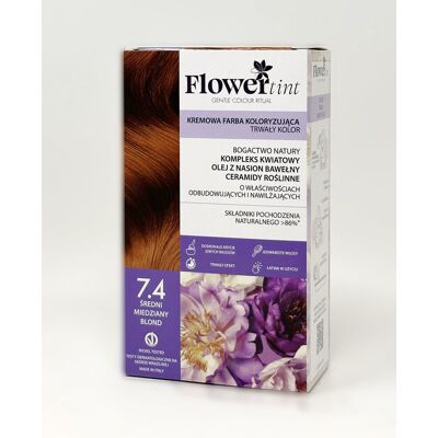Flowertint, Trwała Farba Do Włosów, Seria Czerwienie, 7.4 Średni Miedziany Blond Flowertint, Trwała Farba Do Włosów, Seria Czerwienie, 7.4 Średni Miedziany Blond