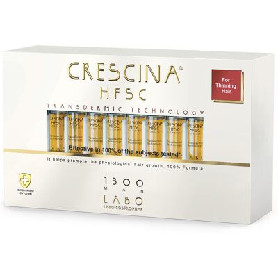 Labo, Crescina, Transdermic HFSC 1300, Dla stymulacji wzrostu, Serum w ampułkach do leczenia, Dla skóry głowy, Dla mężczyzn, 20 szt, 3.5 ml Labo, Crescina, Transdermic HFSC 1300, Dla stymulacji wzrostu, Serum w ampułkach do leczenia, Dla skóry głowy, Dla mężczyzn, 20 szt, 3.5 ml