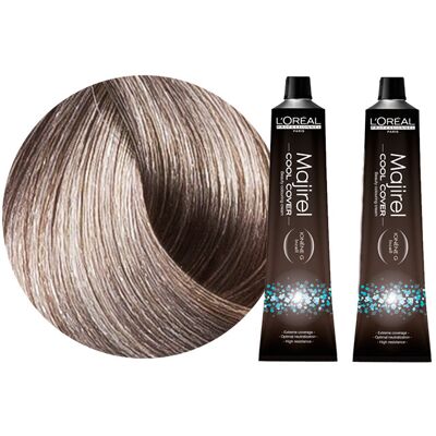 Loreal Majirel Cool Cover, Zestaw: trwała farba do włosów o chłodnych odcieniach - kolor 8.1 jasny blond popielaty, 2x50ml Loreal Majirel Cool Cover, Zestaw: trwała farba do włosów o chłodnych odcieniach - kolor 8.1 jasny blond popielaty, 2x50ml