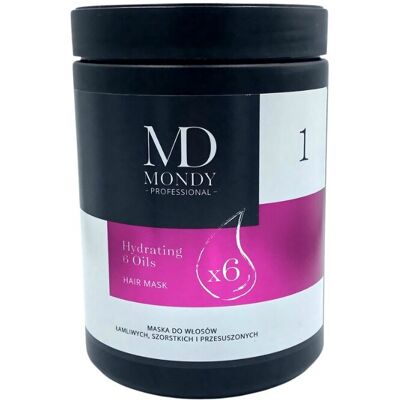 Maska do włosów łamliwych, szorstkich i przesuszonych Hydrating 6 Oils 1 MD MONDY 1 L Maska do włosów łamliwych, szorstkich i przesuszonych Hydrating 6 Oils 1 MD MONDY 1 L