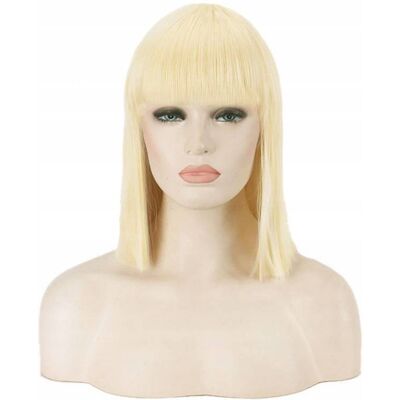 Peruka krótkie prosty włosy grzywka jasny blond Peruka krótkie prosty włosy grzywka jasny blond