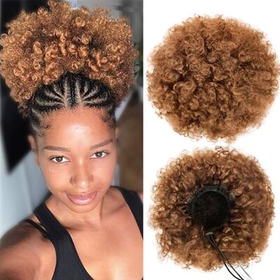 Przedłużenie włosów warkocz krótkie afro włosy syntetyczne miedziany brąz Przedłużenie włosów warkocz krótkie afro włosy syntetyczne miedziany brąz