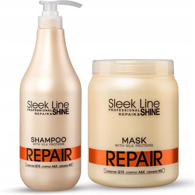 STAPIZ REPAIR Szampon + maska do włosów zniszczonych 1000ml z jedwabiem STAPIZ REPAIR Szampon + maska do włosów zniszczonych 1000ml z jedwabiem