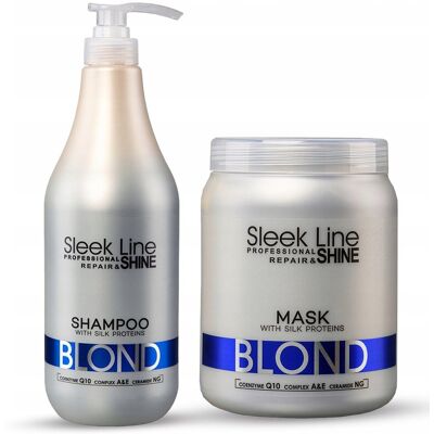 STAPIZ Sleek Line Blond Szampon + maska do włosów blond 1000ml z jedwabiem STAPIZ Sleek Line Blond Szampon + maska do włosów blond 1000ml z jedwabiem