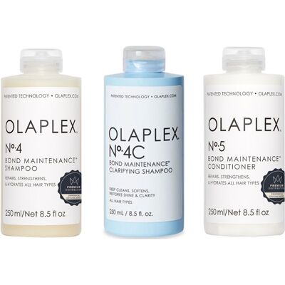 Zestaw Olaplex No. 4 szampon + No. 4C szampon + No. 5 odżywka – Kosmetyki pielęgnacyjne do włosów Zestaw Olaplex No. 4 szampon + No. 4C szampon + No. 5 odżywka – Kosmetyki pielęgnacyjne do włosów