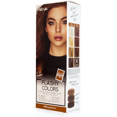 Flashy Colors Honey Brown, Odcień Półtrwały, Miodowa Satyna, 100% Wegańskie, Neva, 100 Ml Flashy Colors Honey Brown, Odcień Półtrwały, Miodowa Satyna, 100% Wegańskie, Neva, 100 Ml
