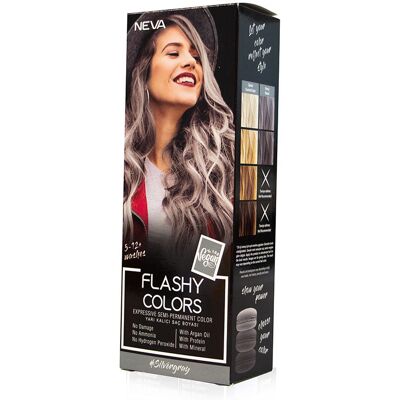 Flashy Colors Silver Grey, Półtrwały Odcień, Srebrnoszary, 100% Wegański, Neva, 100 Ml Flashy Colors Silver Grey, Półtrwały Odcień, Srebrnoszary, 100% Wegański, Neva, 100 Ml