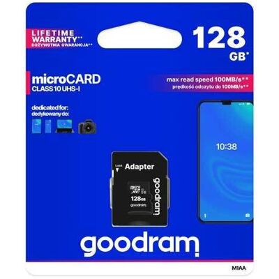 GOODRAM Karta Pamięci MicroSDXC 128GB CL10 UHS I + Adapter GOODRAM Karta Pamięci MicroSDXC 128GB CL10 UHS I + Adapter