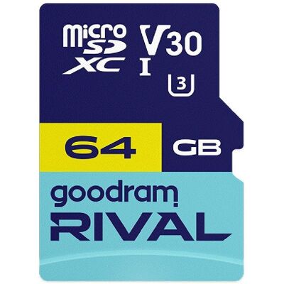 Karta pamięci microSDXC Goodram Rival 64GB UHS-I U3 V30 C10 z adapterem Karta pamięci microSDXC Goodram Rival 64GB UHS-I U3 V30 C10 z adapterem