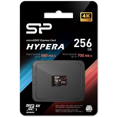 Karta pamięci Silicon Power NS2 microSD Express card HYPERA 256GB 880/700 MB/s V30 4K Gen3x1 NVMe 3D TLC Karta pamięci Silicon Power NS2 microSD Express card HYPERA 256GB 880/700 MB/s V30 4K Gen3x1 NVMe 3D TLC
